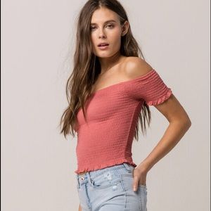 Smocked off the shoulder top